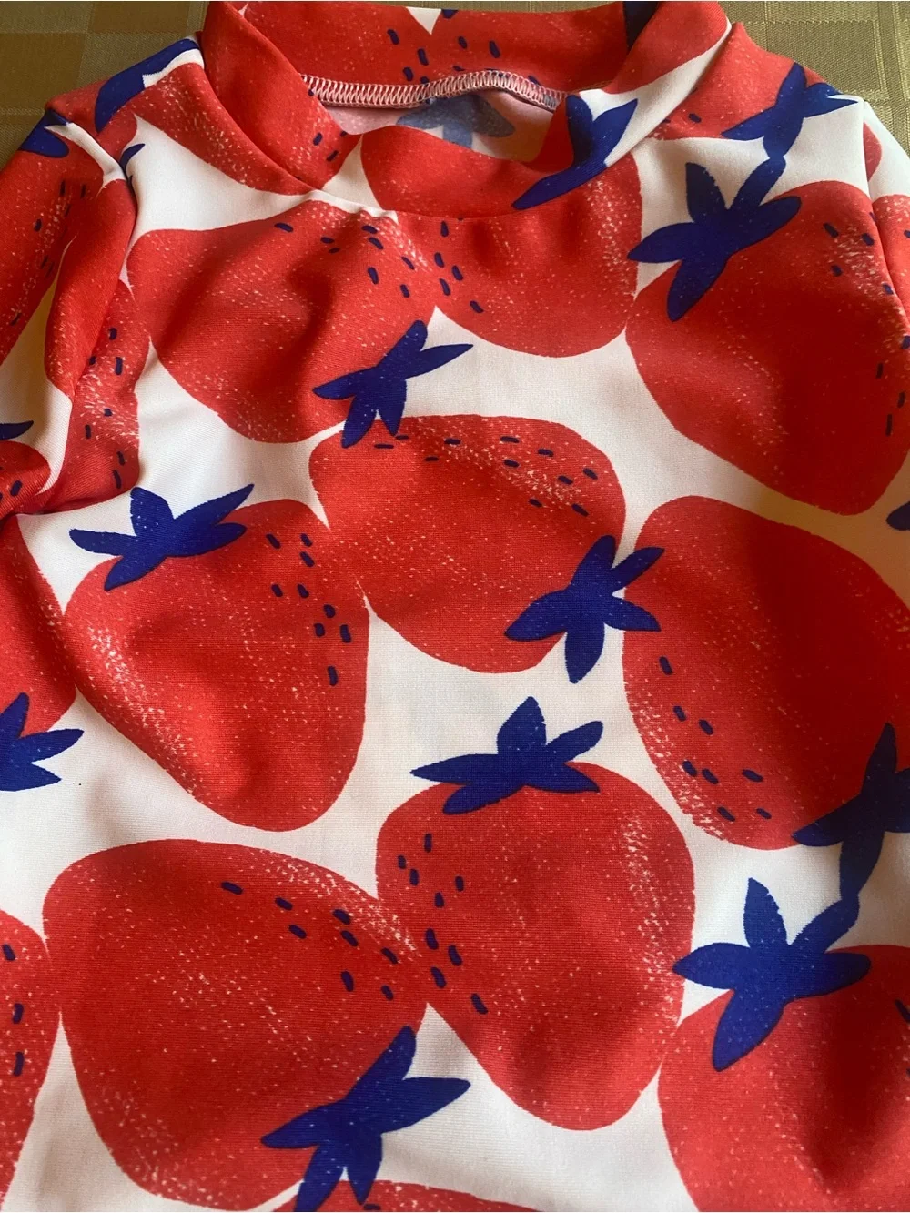 3/$25 Carter's Red Strawberry Print UVF Bikini Set Blue Striped Bottoms Size 12M